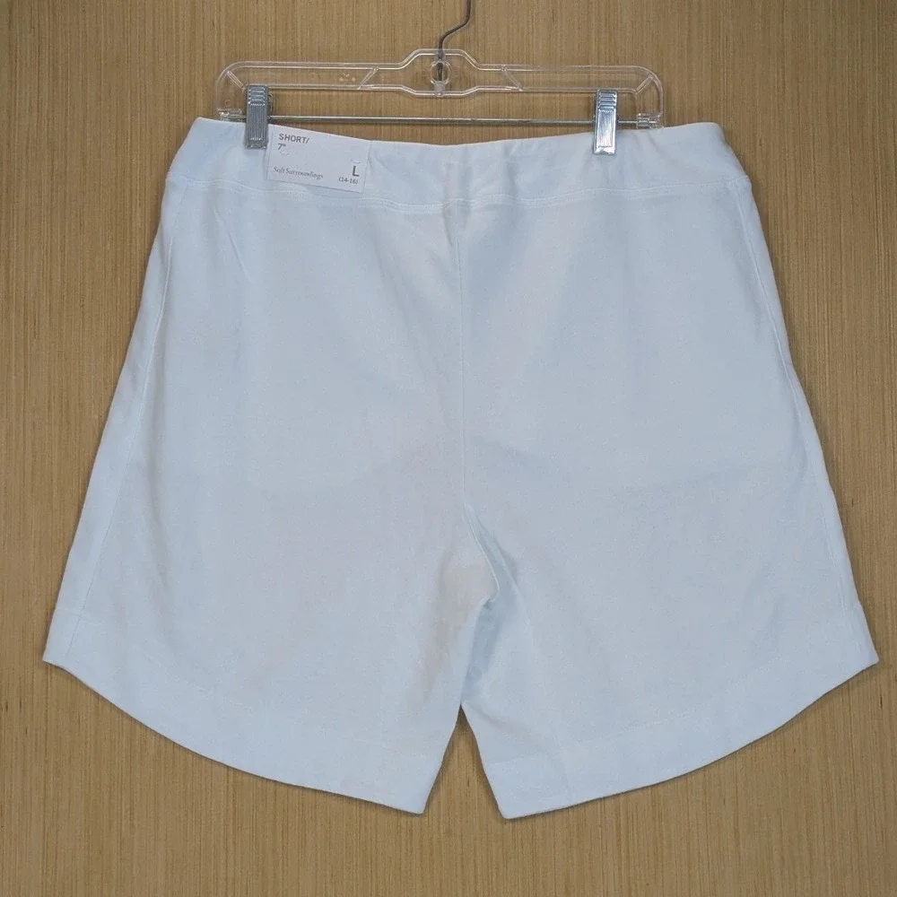 Soft Surroundings Shorts White Stretch Waistband Tummy Control Women's Large New